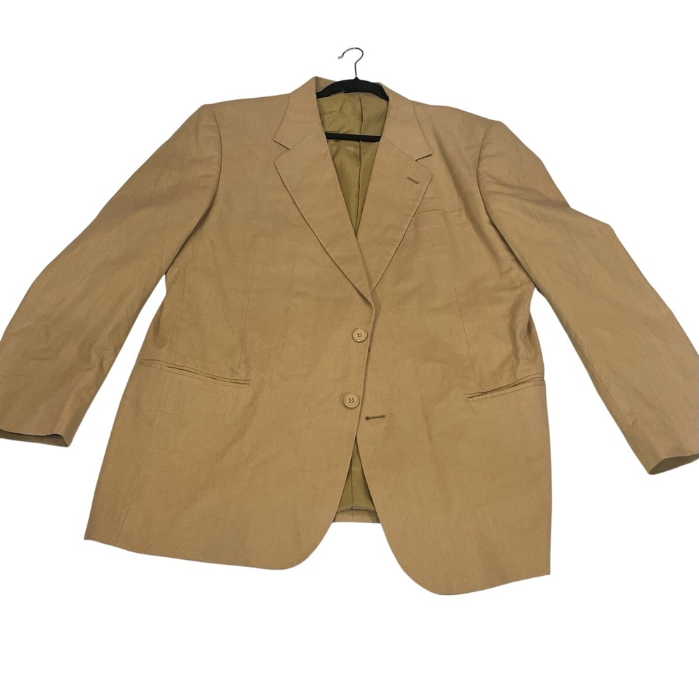 Giorgio Sant'Angelo Men's Beige Linen Cotton Blazer Single-Breasted Regular